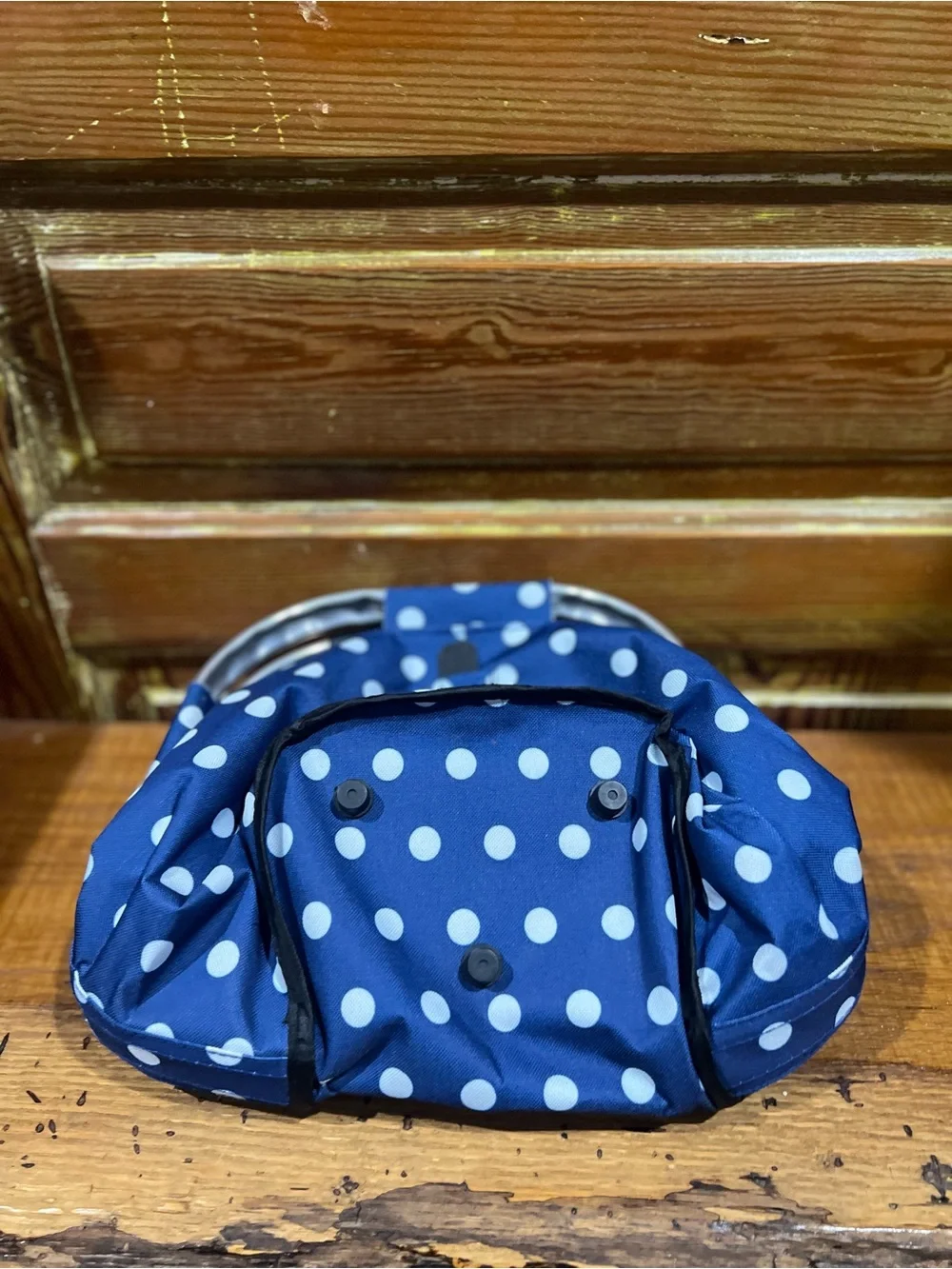 Blue Polka Dot Foldable Market Basket Bag